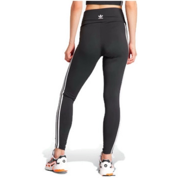 Adidas Black High-Waisted 3 Stripe Women’s Leggings Size Small *flaw - Picture 2 of 16